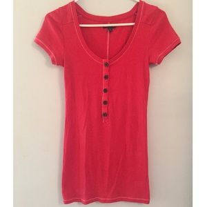 CORAL KNIT HENLEY TOP || American Eagle Outfitters